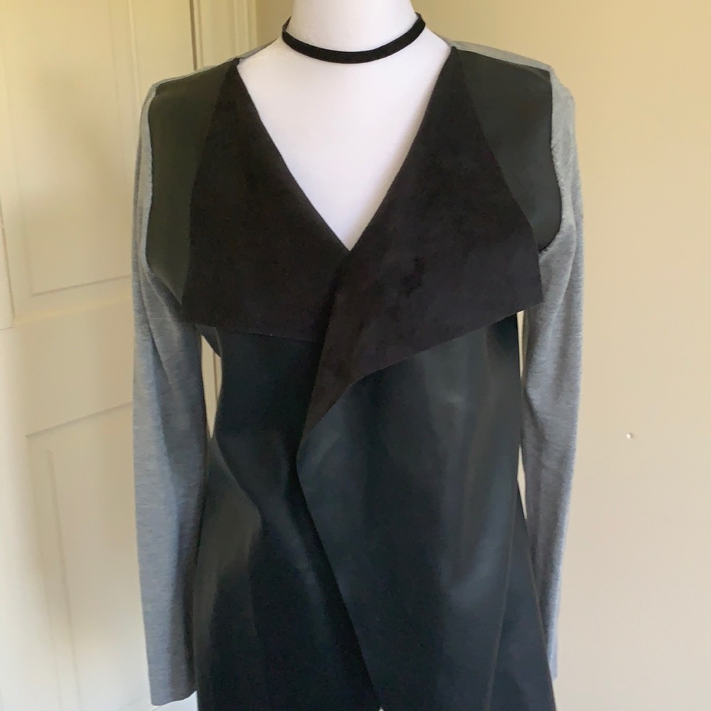 Zara knit sweater/jacket leather/suede and knit